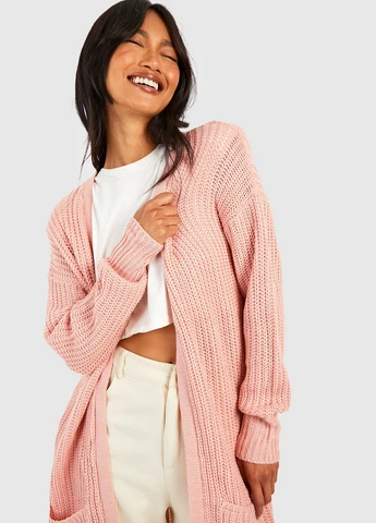 Светло-розовый демисезонный кардиган Boohoo