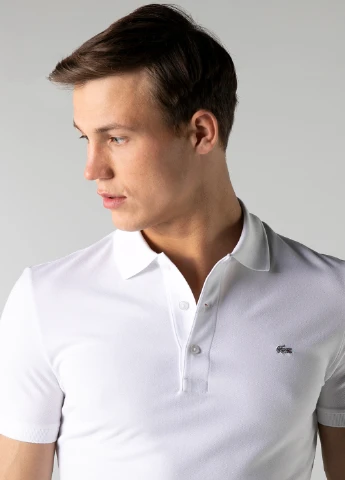 Белая футболка-поло для мужчин Lacoste с логотипом