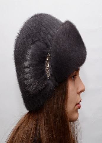 Зимова жіноча норкова шапка з в'язаного хутра Меховой Стиль лобик (199429277)