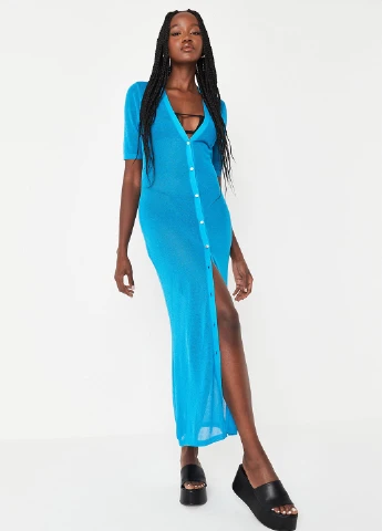 Голубое кэжуал платье Missguided однотонное