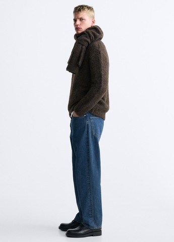 Темно-коричневый демисезонный свитер Zara