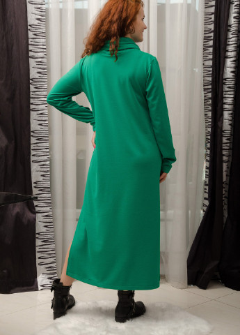 Зеленое спортивное длинное платье-худи спортивного стиля платье-худи INNOE однотонное