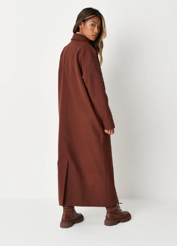 Коричневе демісезонне Пальто двобортне Missguided