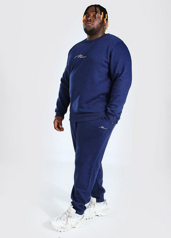 Свитшот Boohoo - Свободный крой надпись темно-синий спортивный хлопок, полиэстер, трикотаж - (284990083)