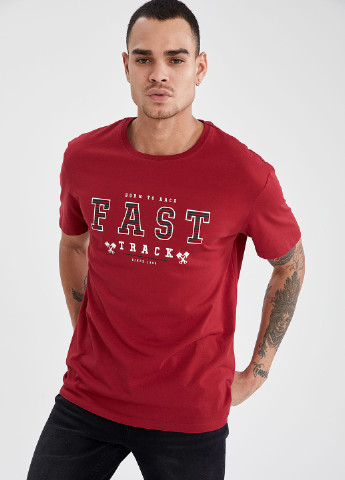 Темно-красная летняя футболка DeFacto