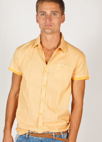 Желтая кэжуал рубашка однотонная Primo Emporio
