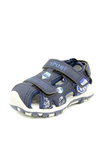 Серо-синие кэжуал сандалии Ok Shoes на липучке для мальчика