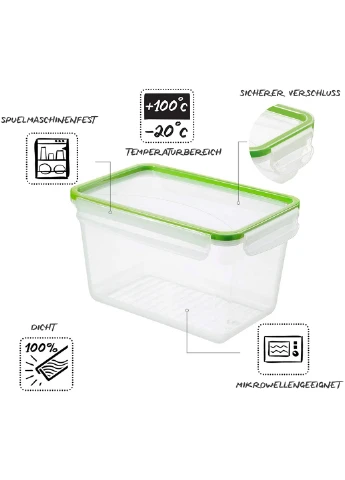 Ємність для морозилки CLIC & LOCK 3л прозора з салатовой кришкою (RTH-11629) Rotho (217310176)