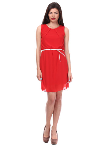Красное кэжуал платье а-силуэт Paolo Casalini однотонное