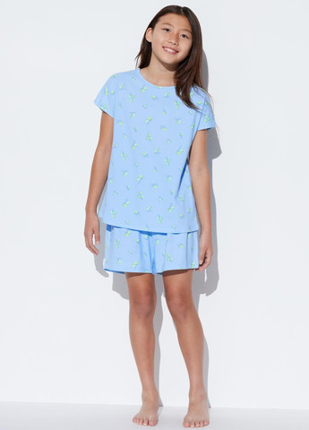 Голубой демисезонный костюм (футболка, шорты) с шортами Uniqlo