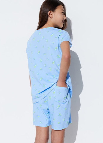 Голубой демисезонный костюм (футболка, шорты) с шортами Uniqlo