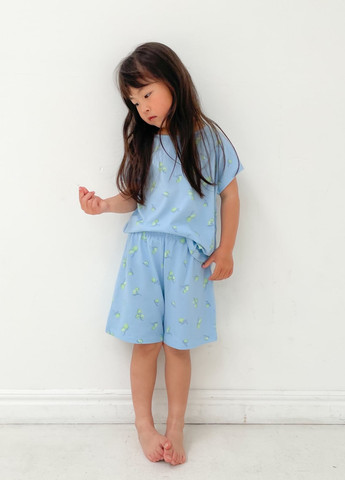 Голубой демисезонный костюм (футболка, шорты) с шортами Uniqlo