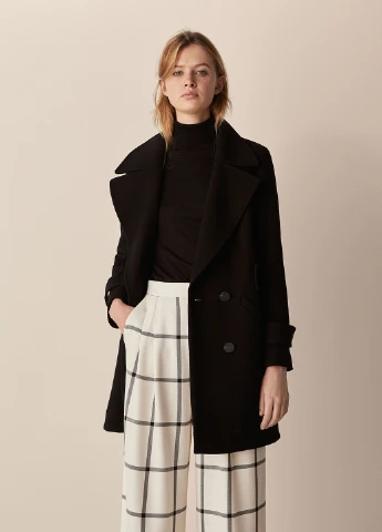 Чорне демісезонне Пальто Massimo Dutti
