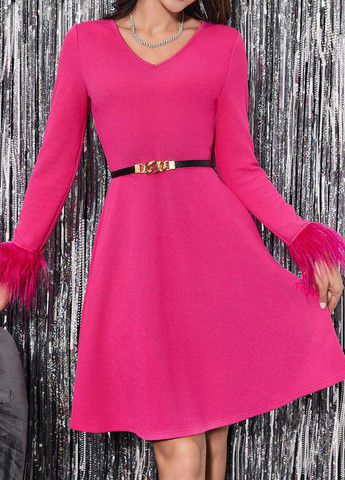 Малиновое праздничный, коктейльное платье клеш SHEIN однотонное