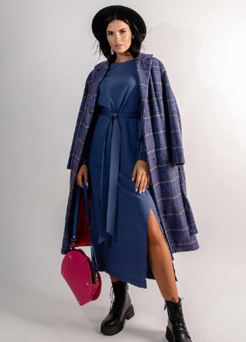 Темно-голубое кэжуал платье Ри Мари однотонное