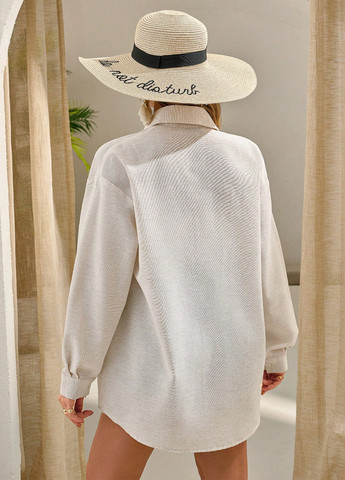 Белая кэжуал рубашка однотонная SHEIN