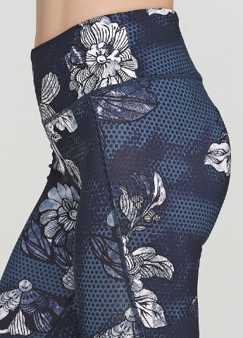 Легінси H&M квіткові темно-сині спортивні поліестер