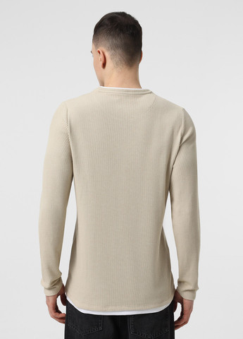 Лонгслів Piazza Italia однотонний бежевий кежуали бавовна