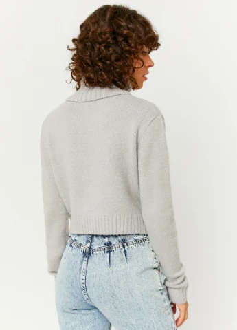 Серый демисезонный джемпер Tally Weijl Fashion Pullovers - TURTLE NECK TEXT PULLOVER