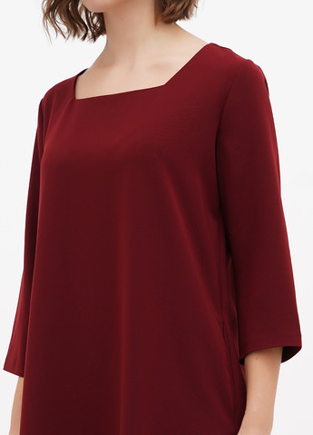 Бордовое кэжуал платье а-силуэт Sassofono однотонное