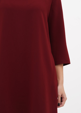 Бордовое кэжуал платье а-силуэт Sassofono однотонное