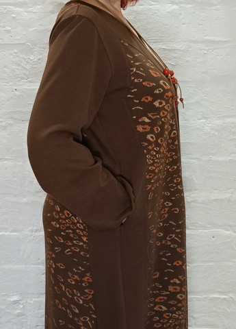 Коричневое кэжуал платье а-силуэт Darkwin с рисунком