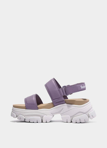Фиолетовые босоножки Timberland на липучке с белой подошвой, на тракторной подошве