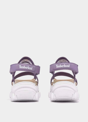 Фиолетовые босоножки Timberland на липучке с белой подошвой, на тракторной подошве