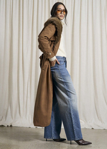 Коричневе демісезонне Пальто двобортне SHEIN