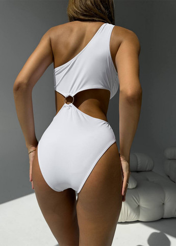Білий літній цільний купальник жіночий суцільний, монокіні NOVA VEGA