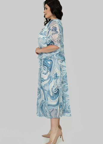 Комбинированное кэжуал платье клеш A'll Posa с абстрактным узором