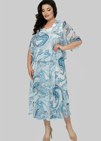 Комбинированное кэжуал платье клеш A'll Posa с абстрактным узором