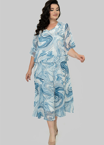 Комбинированное кэжуал платье клеш A'll Posa с абстрактным узором