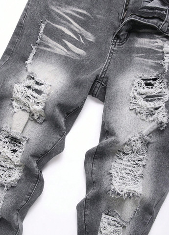 Серые демисезонные скинни джинсы SHEIN