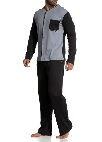 Піжама (кофта, штани) DoReMi кофта + брюки однотонна чорна домашня бавовна