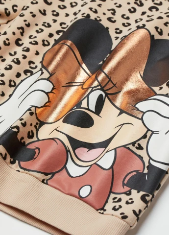 H&M світшот фліс,бежевий в візерунки з принтом, бежевый