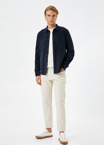 Темно-синяя кэжуал рубашка однотонная KOTON