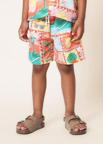 Комбінований літній костюм (сорочка, шорти) з шортами SHEIN