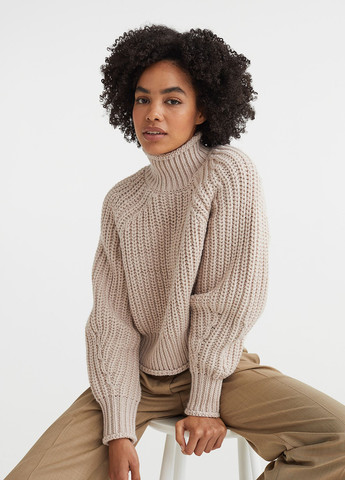 Светло-бежевый зимний джемпер зимовий H&M