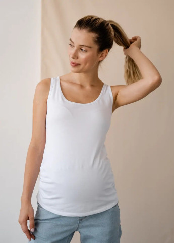 Легка біла майка для вагітних майбутніх мам із матеріалу високої якості To Be — 252376830
