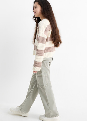 Серо-зеленые кэжуал демисезонные карго брюки C&A