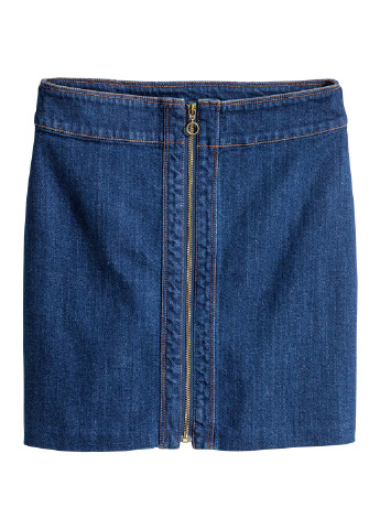 Темно-синяя джинсовая юбка H&M а-силуэта (трапеция)