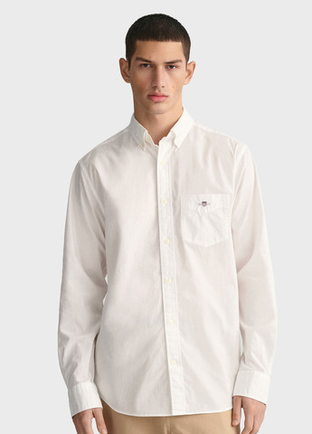 Белая классическая, кэжуал рубашка однотонная Gant
