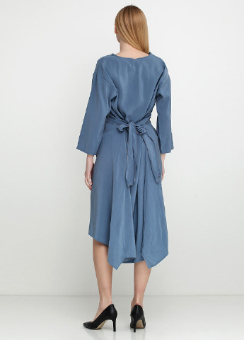 Темно-блакитна кежуал платье міді Stella Milani однотонна