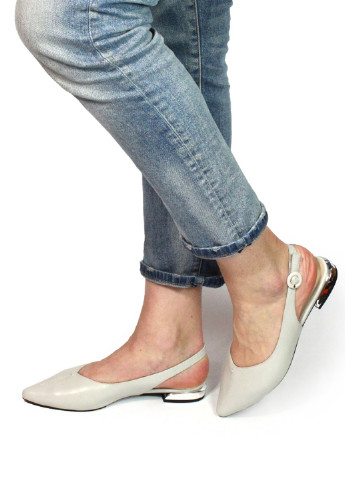 Женские балетки с открытой пяткой Magnori | серые натуральная кожа (190373383)