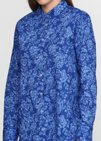 Синяя кэжуал рубашка с цветами United Colors of Benetton