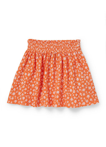 Оранжевая кэжуал цветочной расцветки юбка C&A клешированная