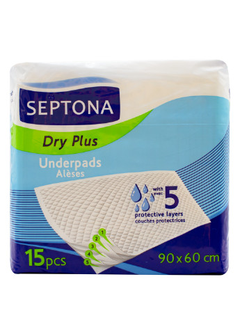 Пелюшки вологопоглинаючі одноразові Dry Plus 60*90 15 шт Septona (255295037)