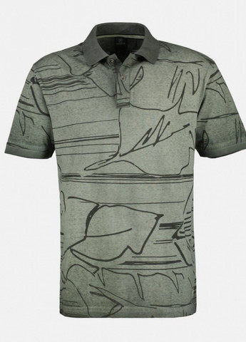 Оливковая (хаки) футболка-поло для мужчин Lerros с рисунком