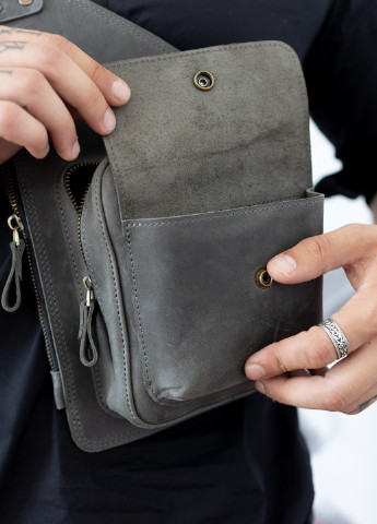 Мужская сумка-кобура черного цвета из натуральной винтажной кожи Boorbon (253412646)